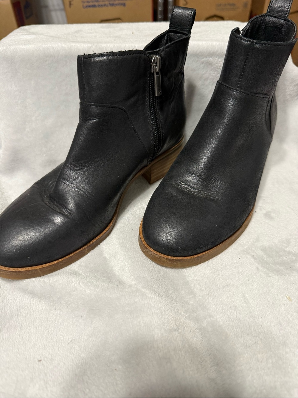 Classic Black Leather Ankle Boots by Lucky Brand - Women